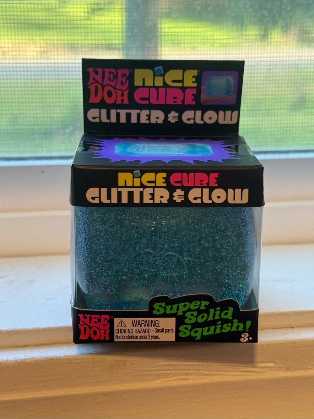 NeeDoh Nice Cube Glitter & Glow Super Solid Squish! - Blue